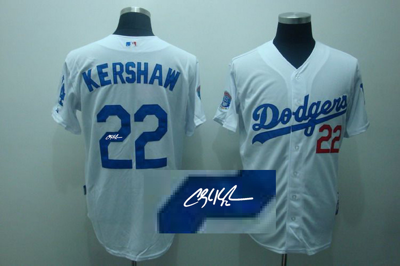 Dodgers 22 Kershaw White Signature Edition Jerseys