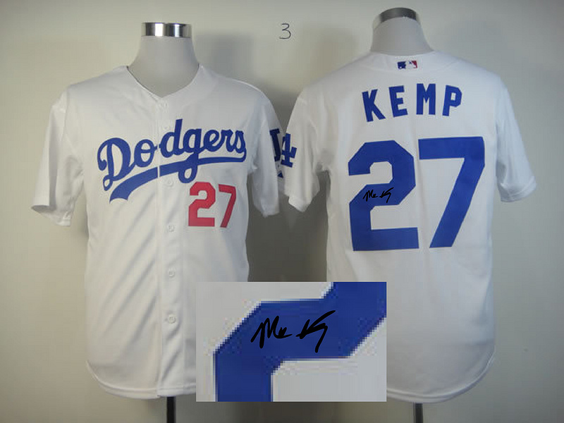 Dodgers 27 Kemp White Signature Edition Jerseys - Click Image to Close
