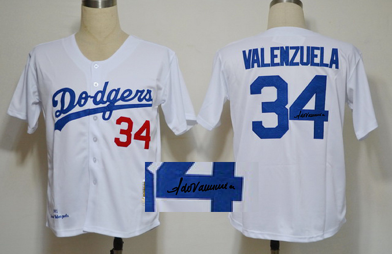 Dodgers 34 Valenzuela White Signature Edition Jerseys