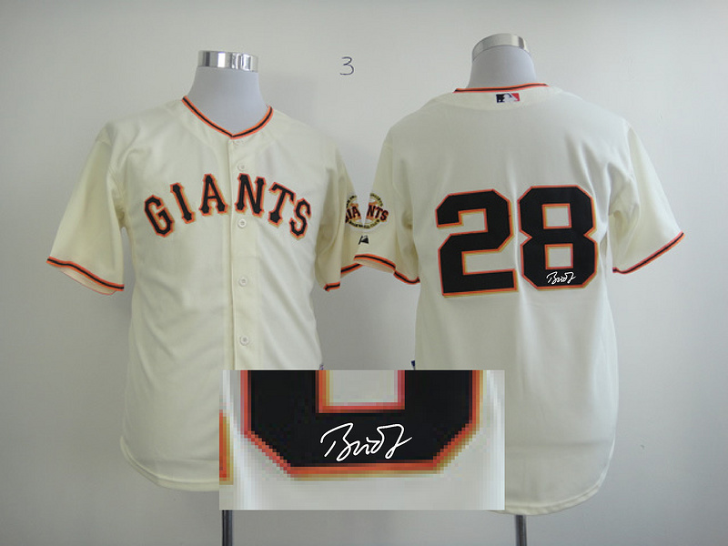Giants 28 Posey Cream Signature Edition Jerseys