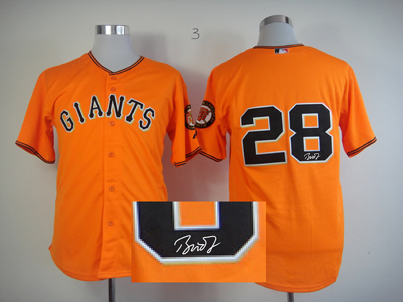 Giants 28 Posey Orange Signature Edition Jerseys
