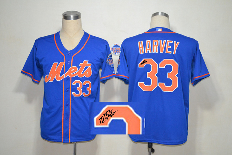 Mets 33 Harvey Blue Signature Edition Jerseys