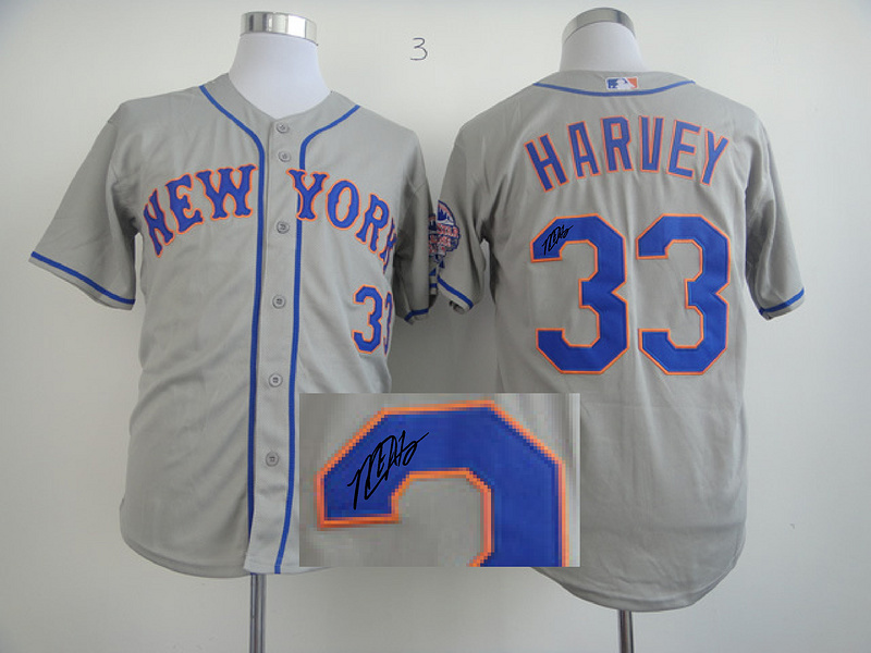 Mets 33 Harvey Grey Signature Edition Jerseys