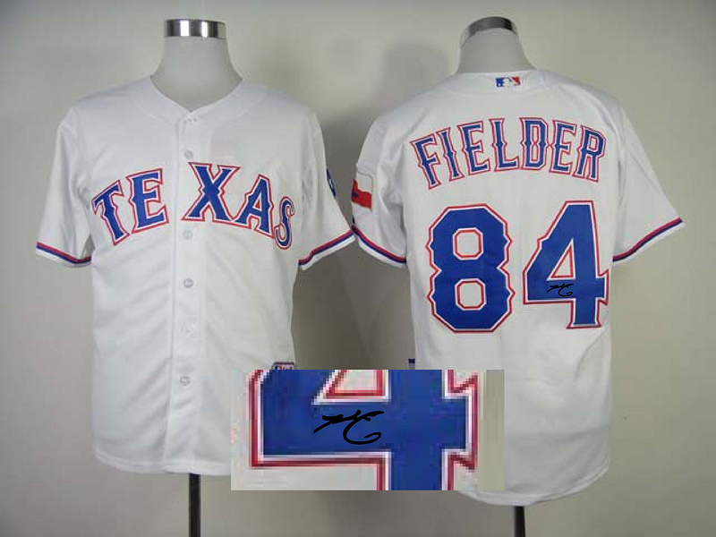Rangers 84 Fielder White Signature Edition Jerseys