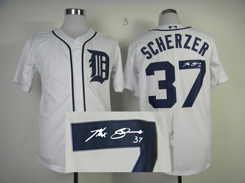 Tigers 37 Scherzer White Signature Edition Jerseys