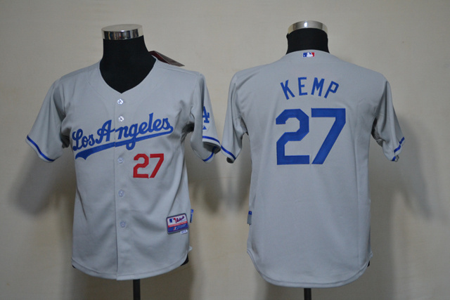 Dodgers 27 Kemp Grey Kids Jersey