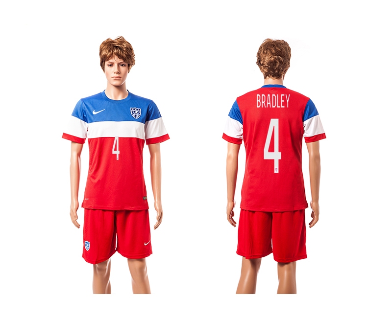 USA 4 Bradley 2014 World Cup Away Soccer Jersey