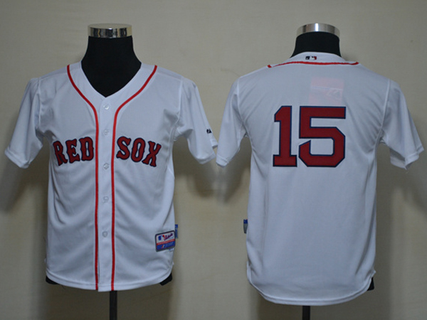 Red Sox 15 Pedroia White Youth Jersey