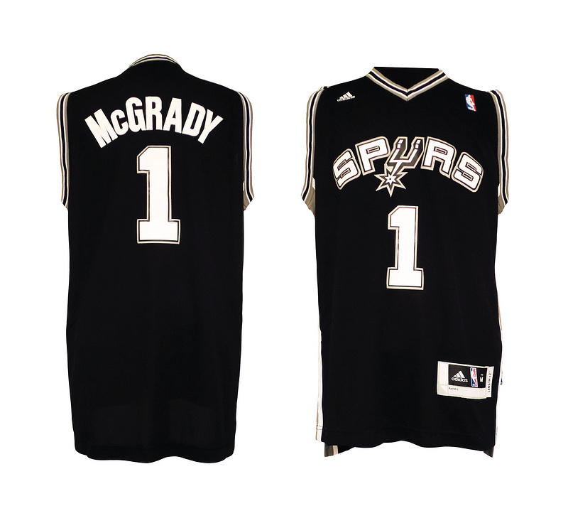 Spurs 1 McGrady Black Hardwood Classics Jerseys
