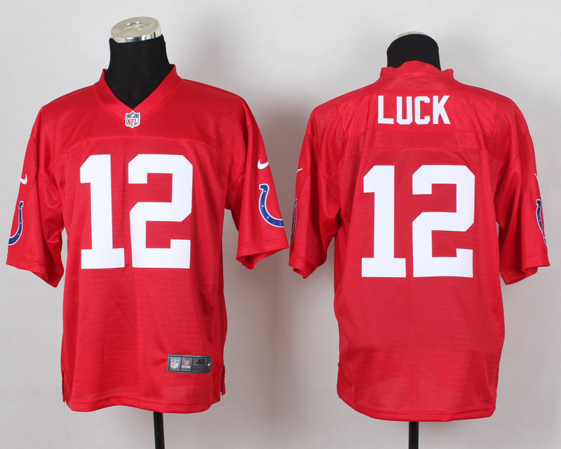 Nike Colts 12 Luck Red Elite Jerseys