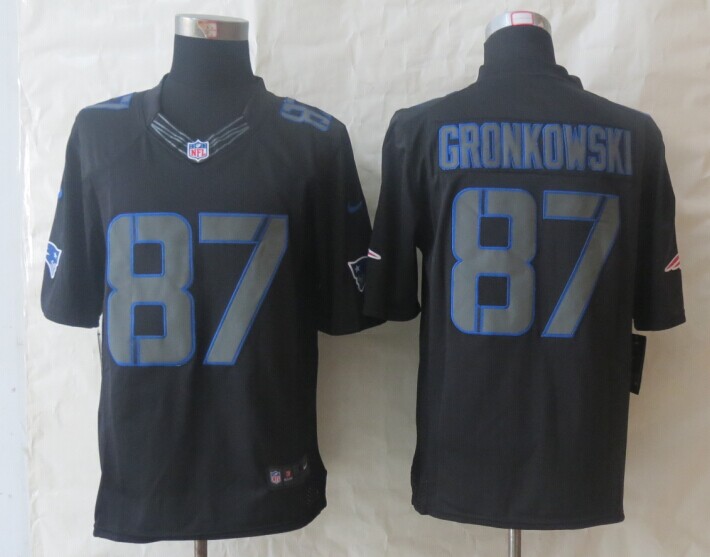 Nike Patriots 87 Gronkowski Black Impact Limited Jerseys