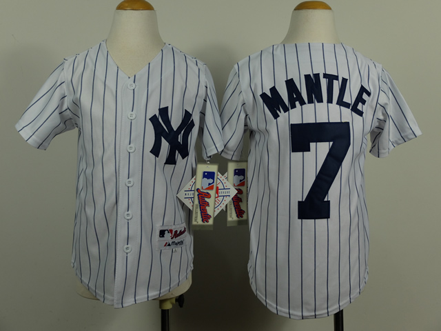 Yankees 7 Mantle White Throwback Youth Jersey