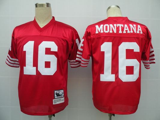 49ers 16 Joe Montana Red M&N Jersey
