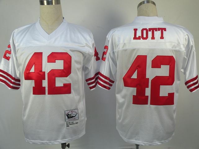 49ers 42 Ronnie Lott White M&N Jersey
