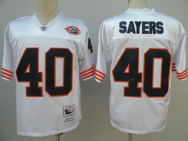 Bears 40 Syers White Big Number Throwback Jersey