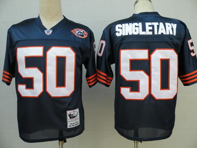 Bears 50 Singletary Blue Big Number Throwback Jersey