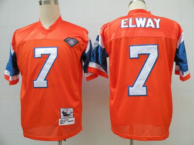 Broncos 7 John Elway Orange Throwback Jersey