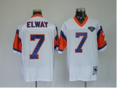 Broncos 7 John Elway White Throwback Jersey
