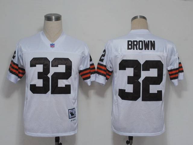Browns 32 Brown White M&N Jersey
