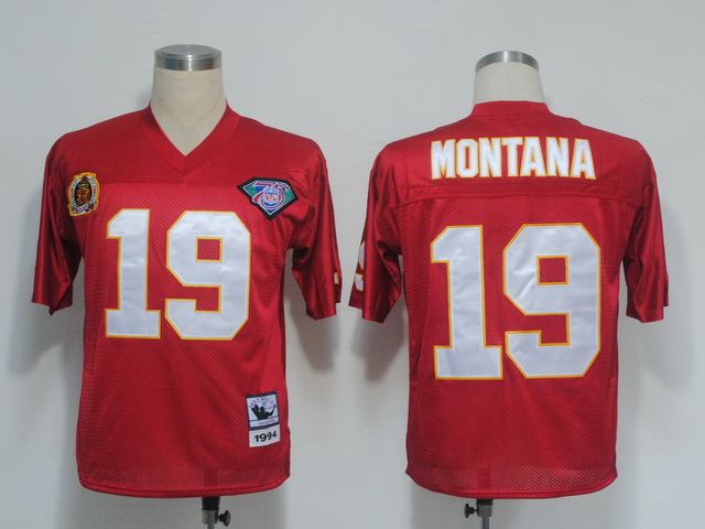 Chiefs 19 Montana Red 75th M 26N Throwback Jersey