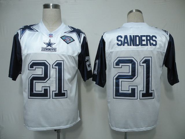 Cowboys 21 Sanders Aikman White Thanksgiving Throwback Jersey