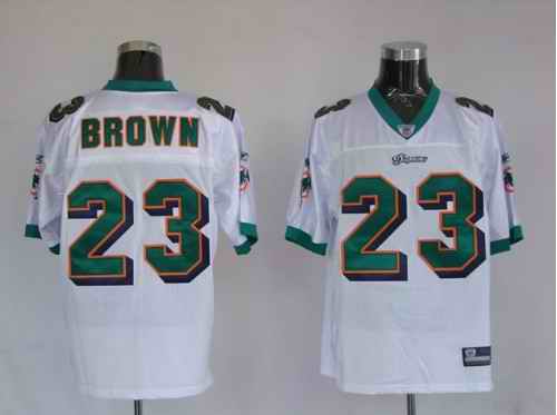Dolphins 23 Ronnie Brown White Jersey