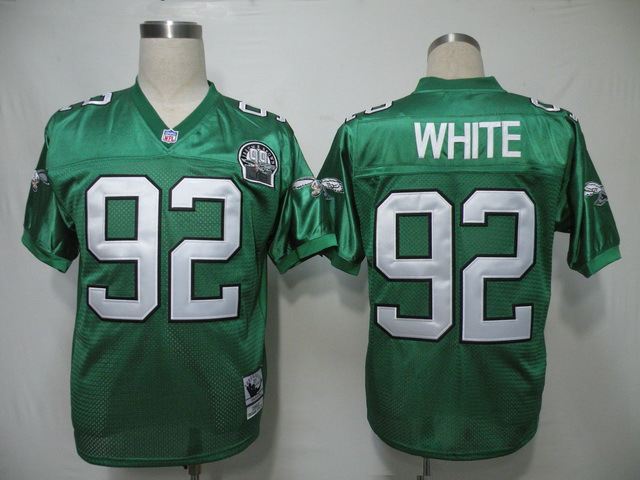 Eagles 92 White Green M&N Jersey