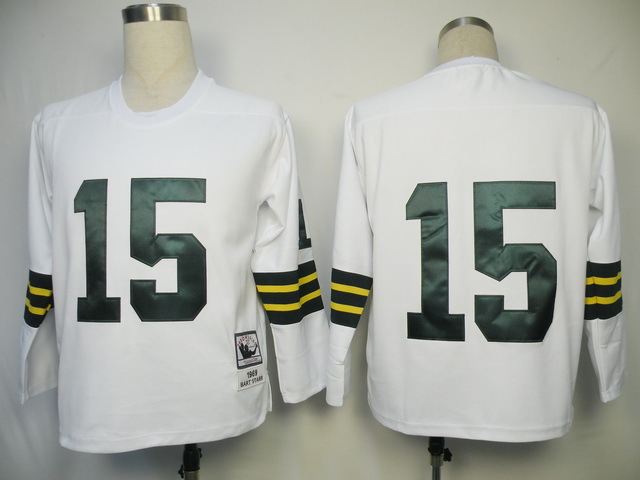 Packers Packers 15 Bart Starr White Long Sleeves Throwback Jersey