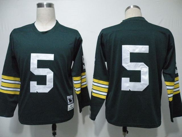 Packers Packers 5 Horning Green Long Sleeves Throwback Jersey