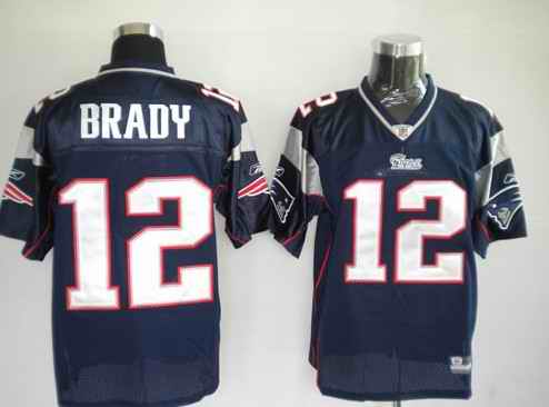 Patriots 12 Brady Blue Jersey