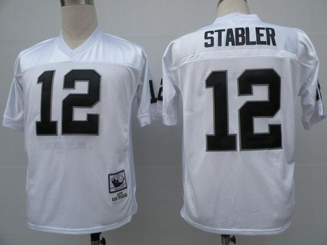 Raiders 12 Stabler White M&N Jersey