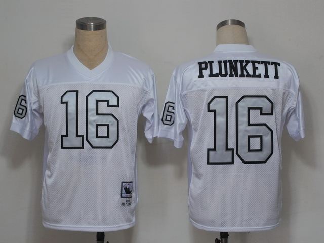 Raiders 16 Plunkett Silver Name White M&N Jersey