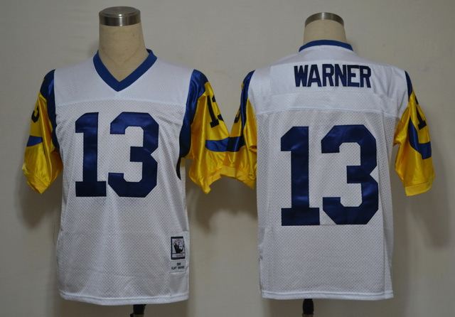 Rams 13 Warner White M&N Jersey