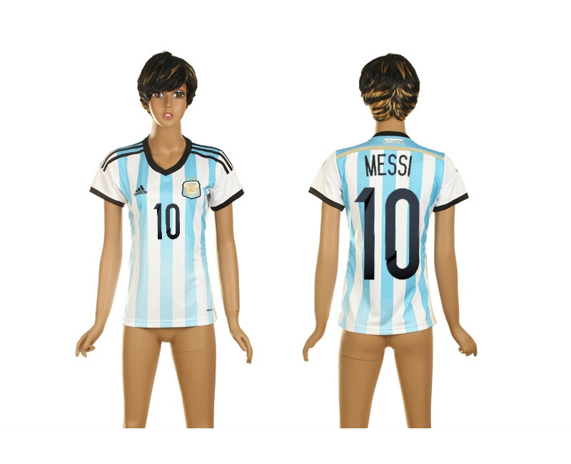 Argentina 10 Messi 2014 World Cup Home Soccer Women Jerseys