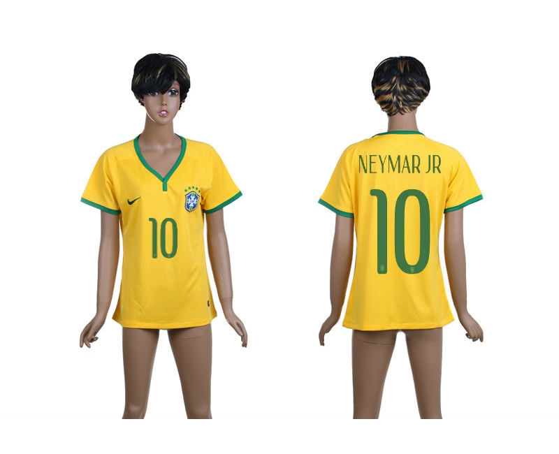 Brazil 10 Neymar Jr 2014 World Cup Home Soccer Women Jerseys
