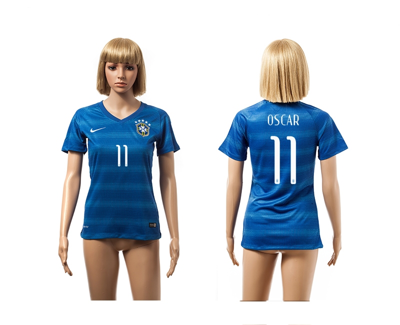Brazil 11 Oscar 2014 World Cup Away Soccer Women Jerseys