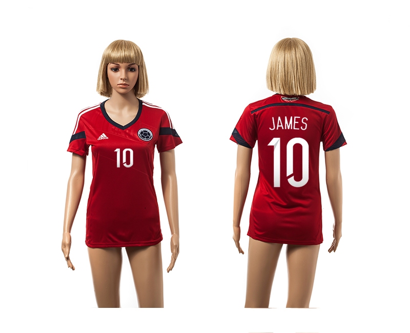 Colombia 10 Jame 2014 World Cup Away Soccer Women Jerseys