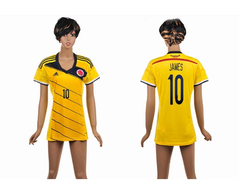 Colombia 10 James 2014 World Cup Home Soccer Women Jerseys