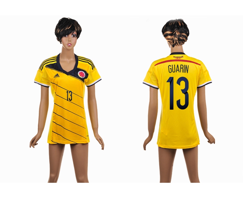 Colombia 13 Guarin 2014 World Cup Home Soccer Women Jerseys