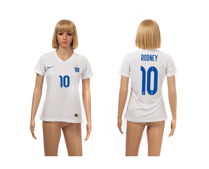 England 10 Rooney 2014 World Cup Home Soccer Women Jerseys