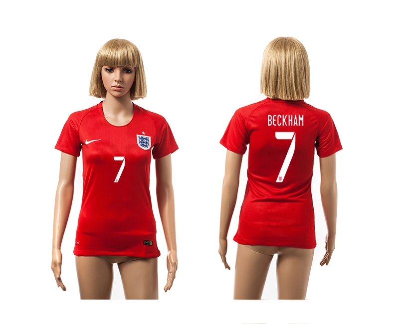 England 7 Beckham 2014 World Cup Away Soccer Women Jerseys