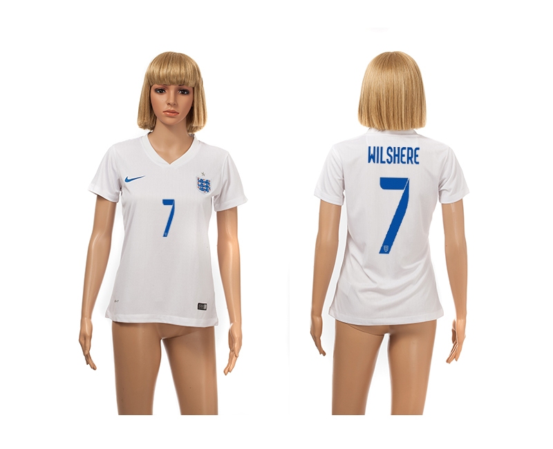 England 7 Wilshere 2014 World Cup Home Soccer Women Jerseys