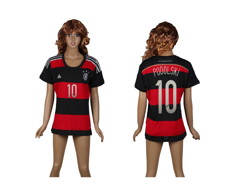 Germany 10 Podolski 2014 World Cup Away Soccer Women Jerseys