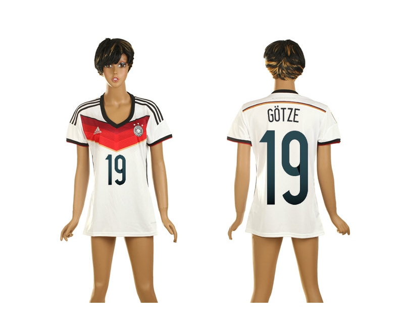 Germany 19 Gotze 2014 World Cup Home Soccer Women Jerseys