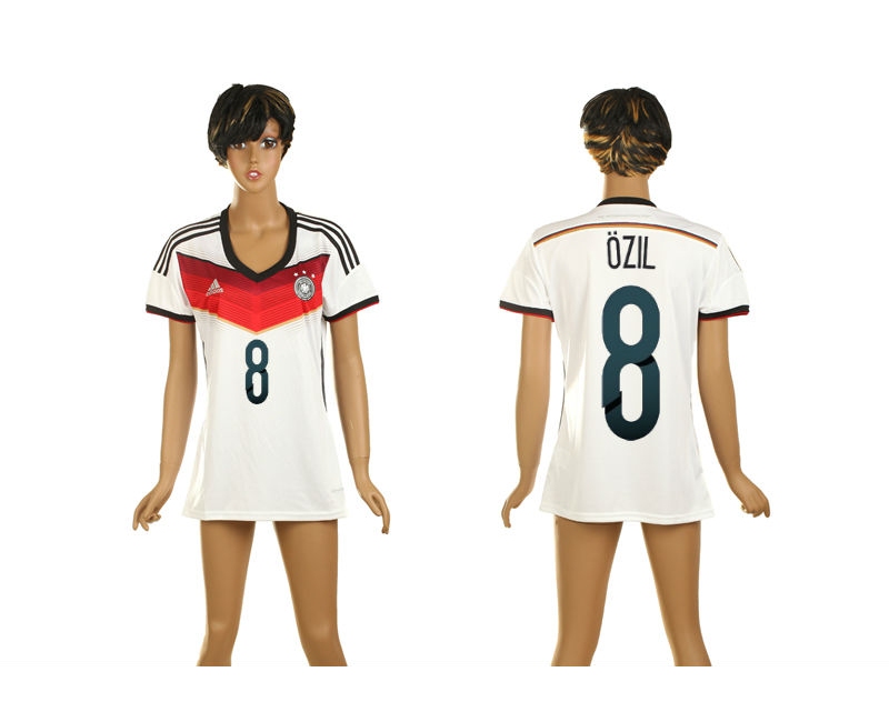 Germany 8 Ozil 2014 World Cup Home Soccer Women Jerseys