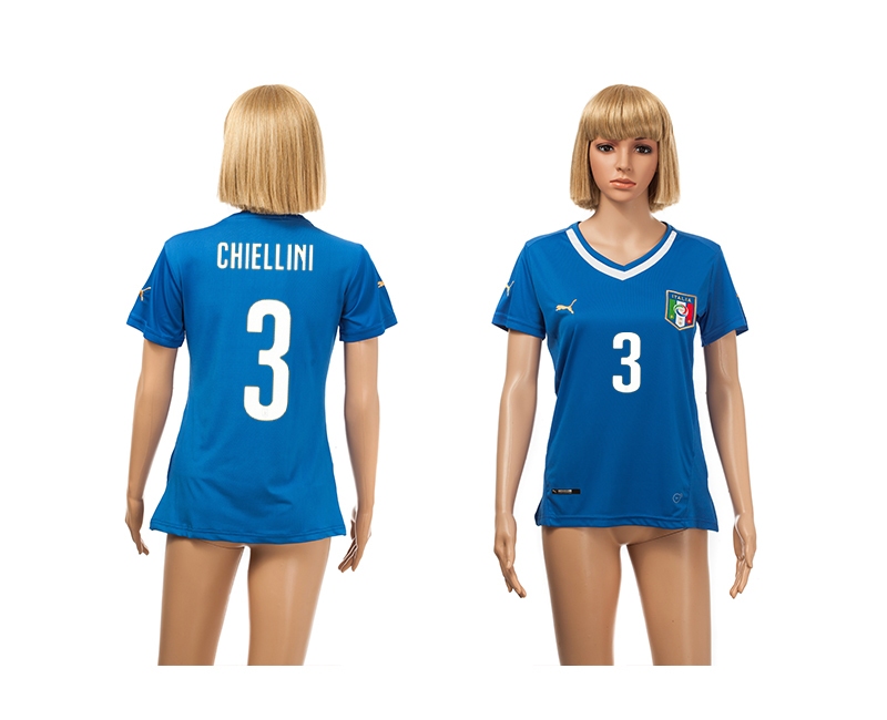 Italy 3 Chiellini 2014 World Cup Home Soccer Women Jerseys