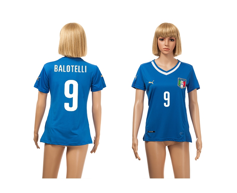 Italy 9 Balotelli 2014 World Cup Home Soccer Women Jerseys