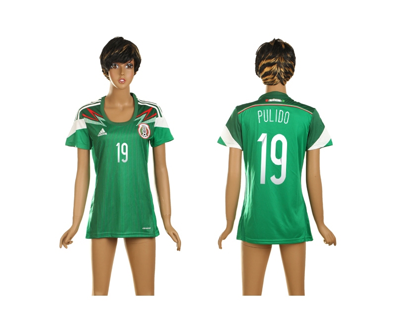 Mexico 19 Pulido World Cup Home Soccer Women Jerseys