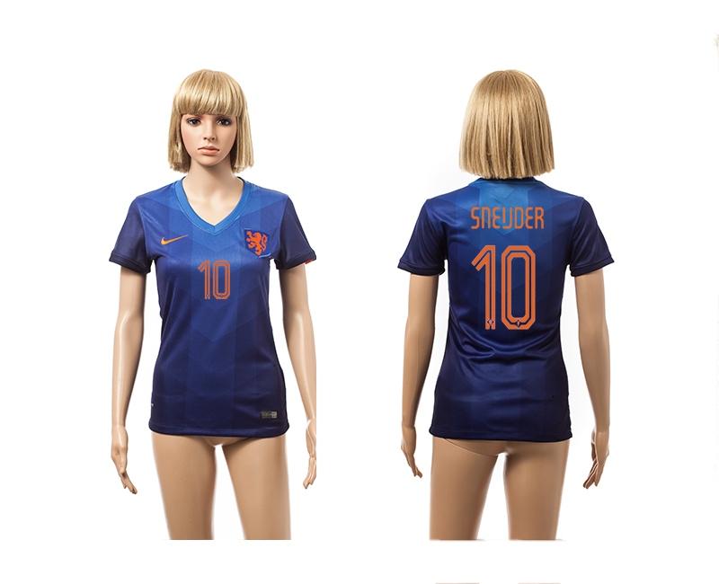 Netherlands 10 Sneijder 2014 World Cup Away Soccer Women Jerseys