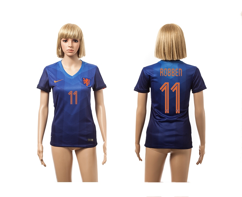 Netherlands 11 Robben 2014 World Cup Away Soccer Women Jerseys